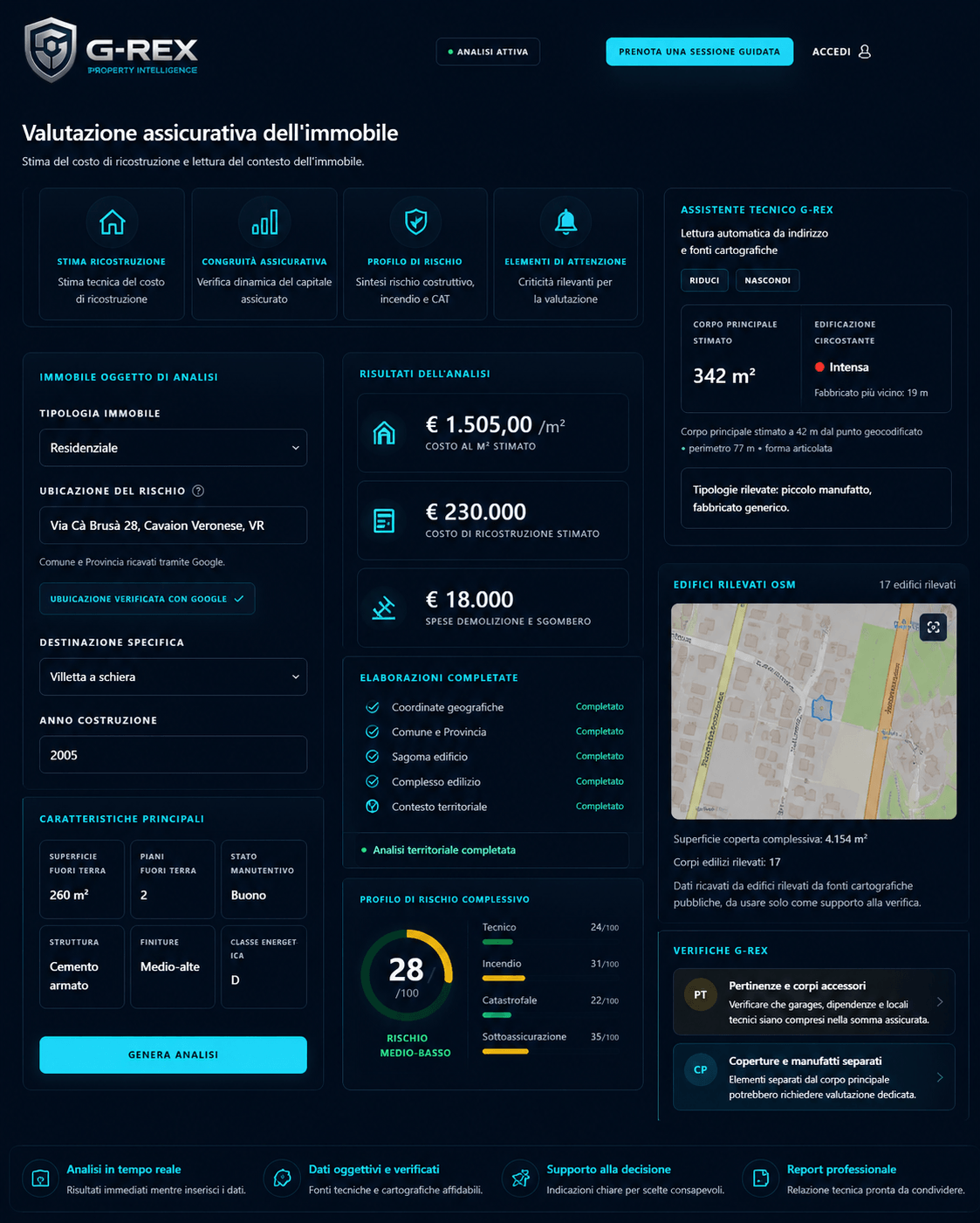 Interfaccia G-REX Property Intelligence